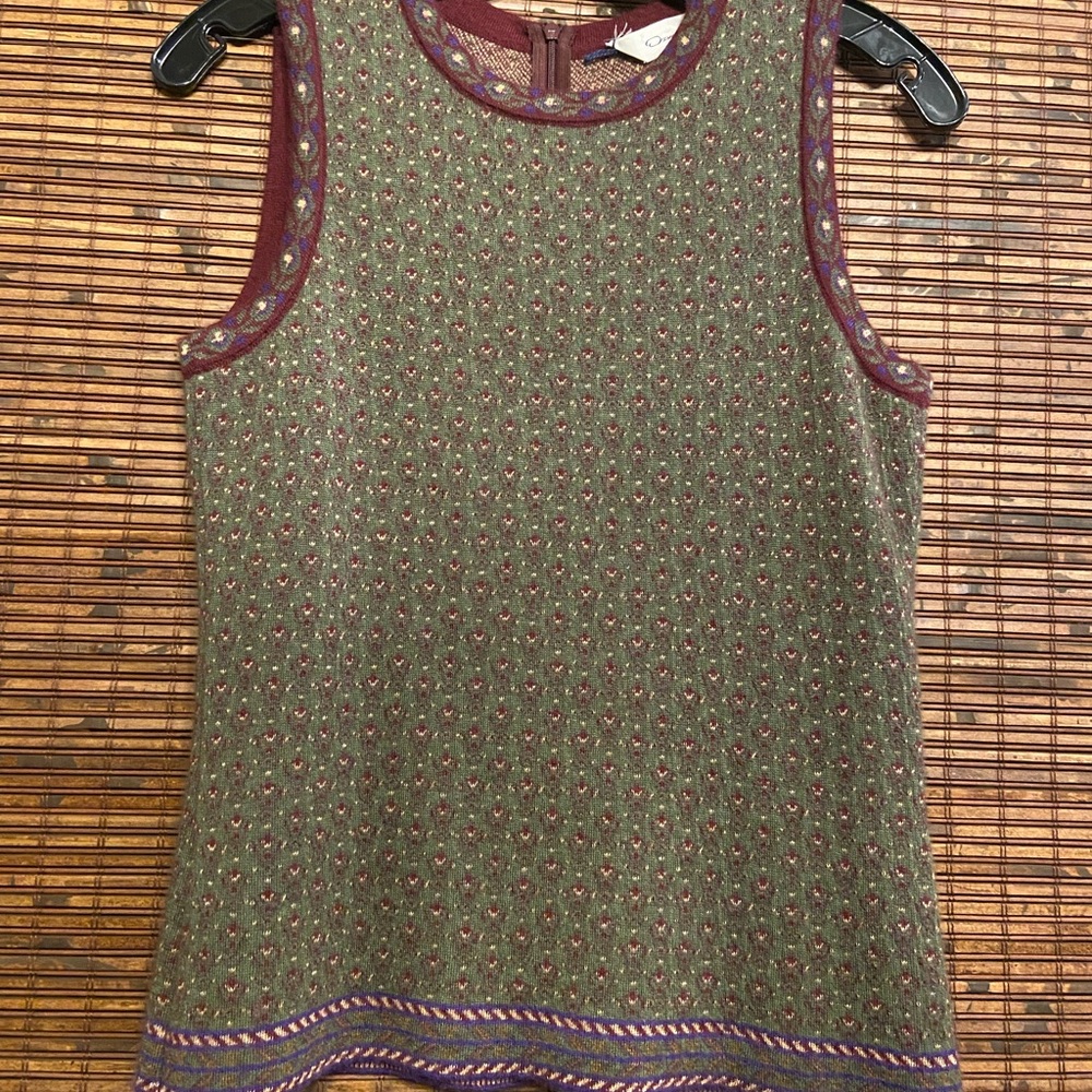 Oscar de la Renta S Multicolor Cashmere and Silk Sleeveless Top